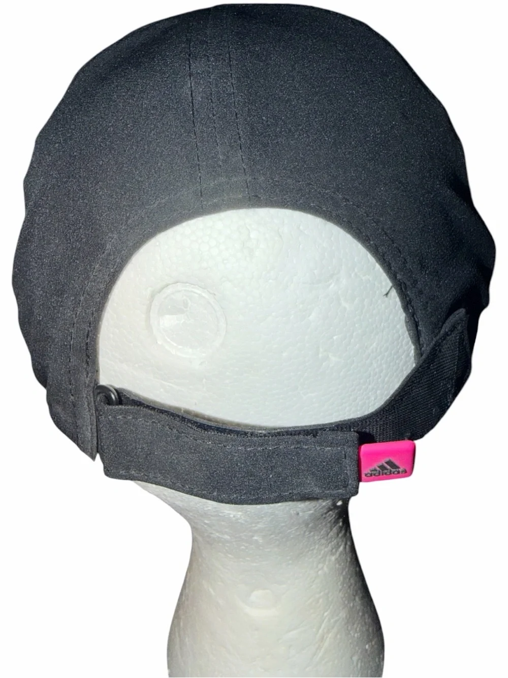 adidas Black Cap with Pink Logo and White Trim